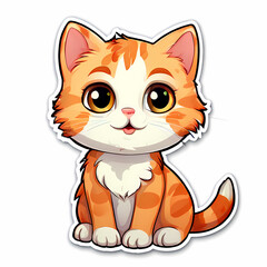 Charming Cat Sticker Decal – Pastel-Tinted Smiling Companion with Lustrous Eyes
