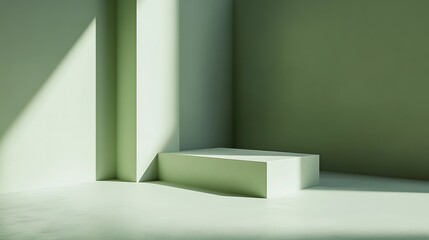 Green room, sunlight, platform, display, mockup