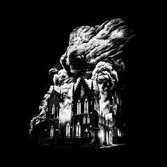 Burning Church hand drawing vector isolated on black background. © tya studio