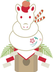 年賀2026　年賀状2026　馬　午　鏡餅　正月飾り　干支　かわいい　デザイン　イラスト素材