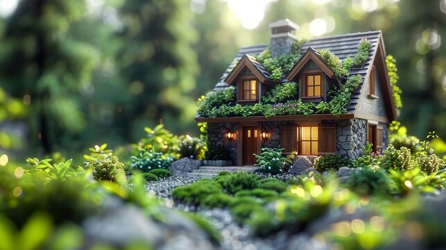 habitation prot&Atilde;&copy;g&Atilde;&copy;e par un syst&Atilde;&uml;me d'alarme sous la forme d'un d&Atilde;&acute;me rouge autour de la maison  HD 8K wallpaper Photographic Image