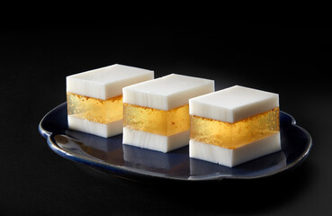 Closeup of handmade osmanthus milk cake