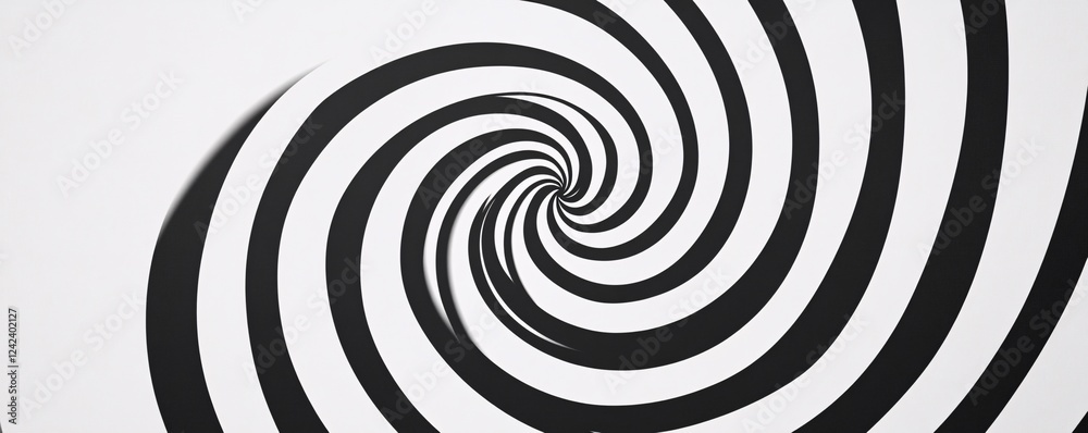 Poster black and white spiral is swirling, creating a vortex optical illusion