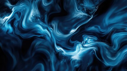 Obraz premium Abstract Blue Swirl Background with Smooth Flowing Patterns Perfect for Creative Projects, Designs, and Digital Art, Highlighting Fluid Motion and Depth