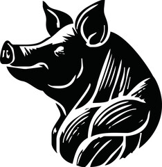 tattoo and t shirt design black and white hand drawn head pig with body muscle vector