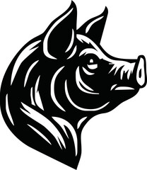 tattoo and t shirt design black and white hand drawn head pig with body muscle vector