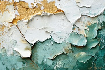 Obraz premium Abstract art with gold, white, and teal. Ideal for backgrounds, websites, or adding a modern touch to your design projects.