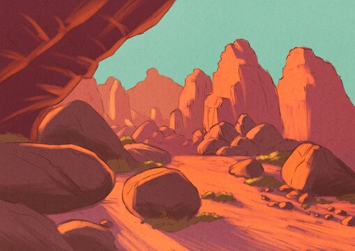 Fiery Horizons: Vibrant Red Rock Landscape