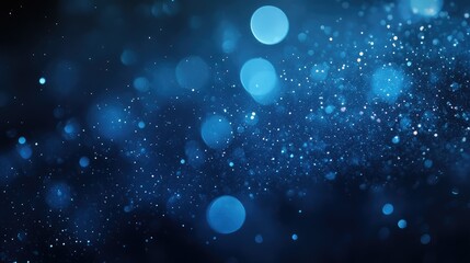 Abstract Blue Background with Glimmering Light Particles, Soft Defocused Bokeh Effect, Ideal for Design Projects, Wallpapers, or Elegant Presentations