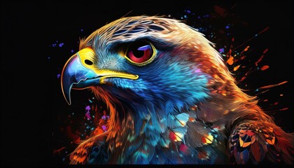 Falcon on a black background