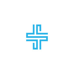 medical cross with initial letter T logo design