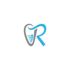 R dental  initial letter logo design concept