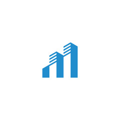 letter M building initial letter logo design concept