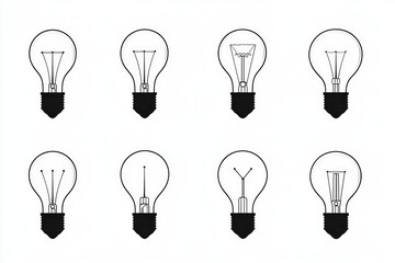 Black light bulb Icon Set Vector Silhouette Design Isolated on White Background --ar 3:2 --style raw --profile mtnj5gy --v 6.1 Job ID: bd836ffd-ec69-41e5-96cb-b4143499b38f