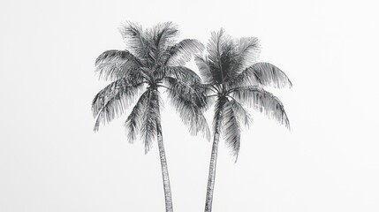 Tropical Palm Trees, White Background, Minimalist Design, Vacation Poster