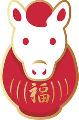年賀2026　年賀状2026　馬　午　だるま　達磨　干支　かわいい　デザイン　赤　イラスト素材