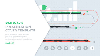Railway presentation. The cover template has all the elements layered. The strokes are editable