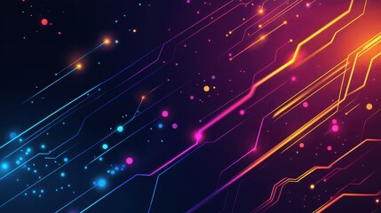 Obraz premium Abstract Neon Lines Glowing Circuit Board Design