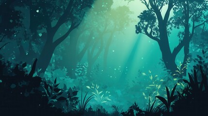 Enchanting Mystical Forest Scene With Sunlight Rays