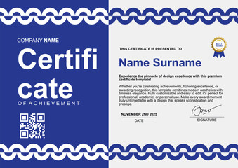 simple template minimalist certificate blue color with circle ornaments 