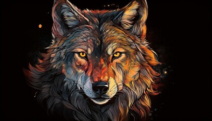 Wolf on a black background