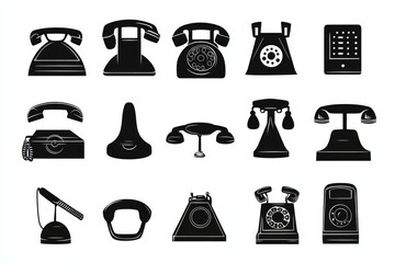 Vintage Telephone Icons: A Collection of Retro Communication Devices