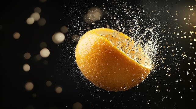 A close up of a sliced orange with a splash of water
