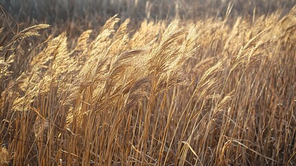 A field of tall, dry grass with a warm, golden hue