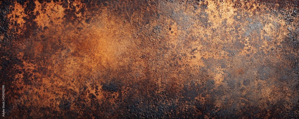 Aufkleber panoramic view of a rusty metal surface showing corrosion and oxidation effects