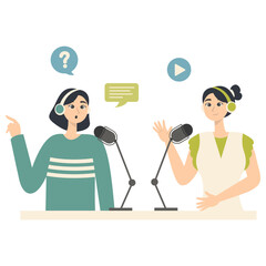 Illustration of Person Podcast. Vector Character in Simple Cartoon Design.