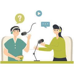Fototapeta premium Illustration of Person Podcast. Vector Character in Simple Cartoon Design.