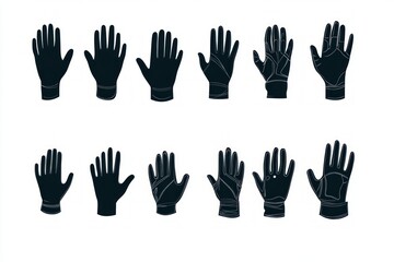 Various Black Gloves Silhouettes: A Comprehensive Design Collection for Different Sports and Activities