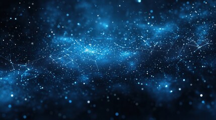Obraz premium Abstract blue nebula with glowing particles and connections.