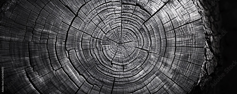 Aufkleber Detail of tree trunk showing growth rings creating a background texture