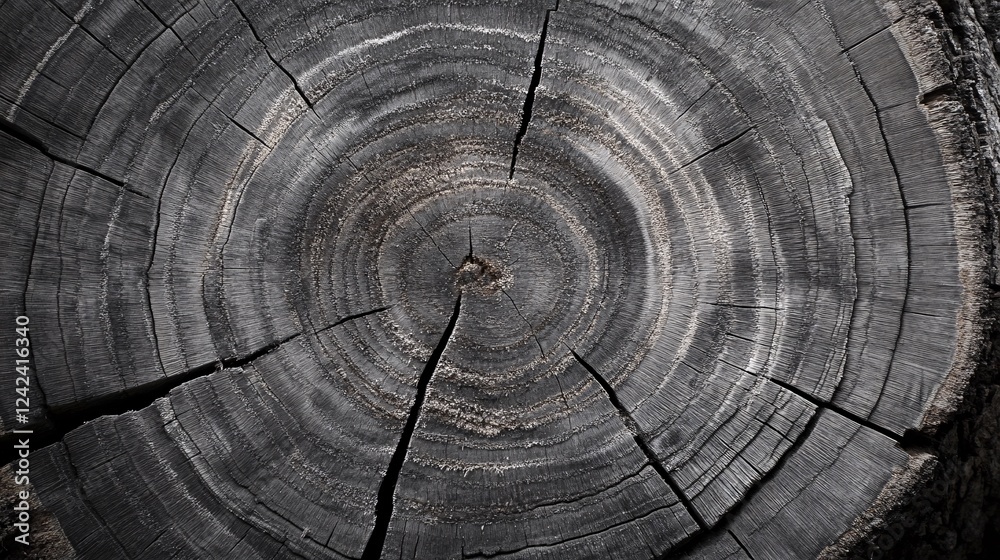 Poster concentric pattern of growth rings on a tree trunk, creating a beautiful natural wooden backdrop