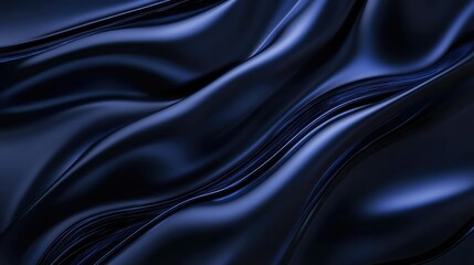 Fototapeta premium Glossy Black Fabric Waves Creating a Smooth Textured Surface with Soft Curves and Flowing Lines for Abstract Background or Textile Design Projects