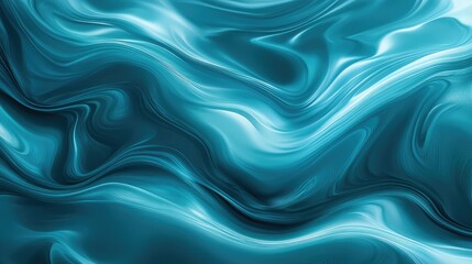 Fototapeta premium Abstract Fluid Waves in Shades of Turquoise and Blue with a Smooth, Shimmering Surface Creating a Serene and Dynamic Visual Experience