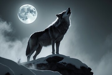 wolf howling at night