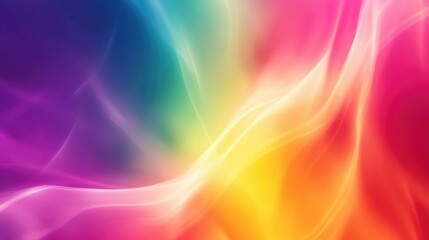 Obraz premium Colorful Abstract Background with Smooth Waves and Gradient Shades in Blue, Pink, Yellow, and Green Creating a Vibrant and Energetic Visual Experience for Design Projects