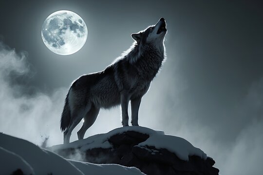 wolf howling at night