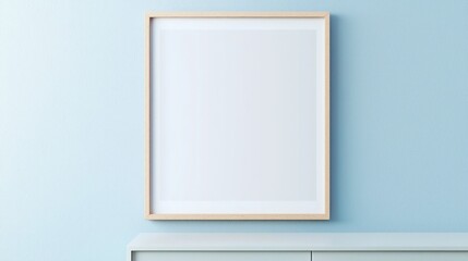 Blank Frame Mockup on Light Blue Wall
