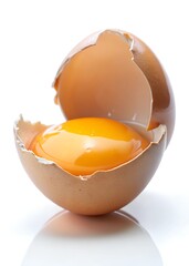 broken egg on white background