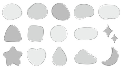 グレーカラーのゆるいシェイプのイラストセット