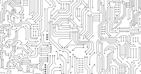Abstract Creative futuristic circuit board technology background. Circuit board with various technology elements.