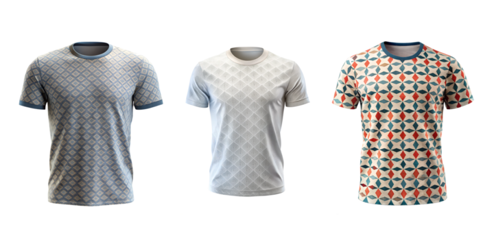 Stylish Pattern T-Shirt On Transparent Background.