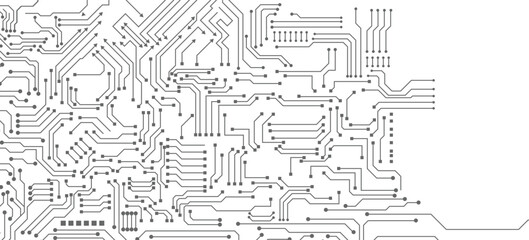 Intricate Circuit Board Vector Background. Ideal for Futuristic Tech Designs, Showcasing Connectivity and Electronic Pathways.