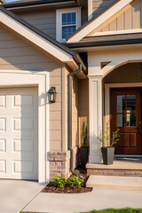 Modern House Exterior: Dream Home Design with Brick Accents and Landscaping