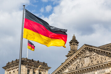 German Flags above the Reichstag Building. 