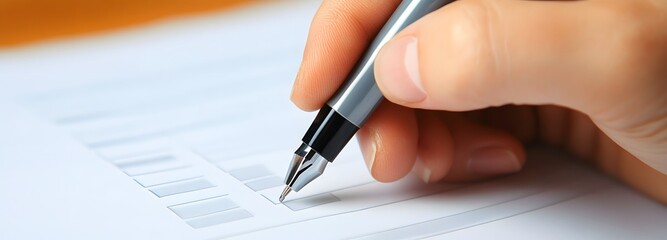 A person writing down key points in an advertising strategy document aimed at targeting specific customer personas and generating leads