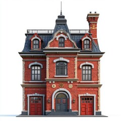 Beautiful Vintage Brick Building with Turret and Elegant Architectural Details